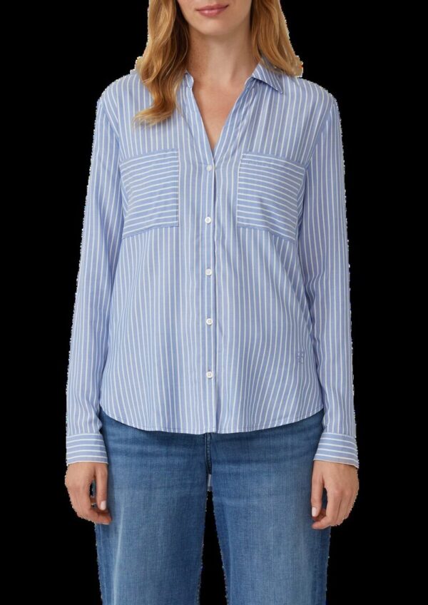 Streifenbluse mit aufgesetzten Taschen