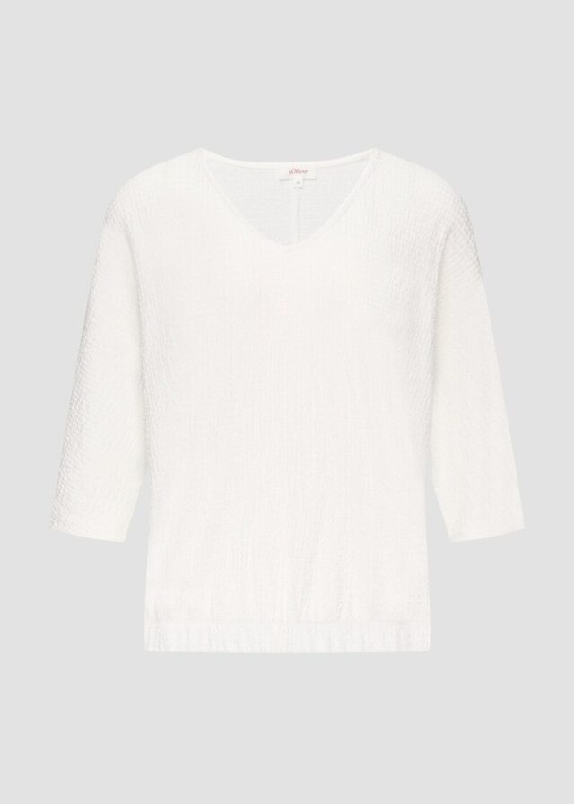 Fein Strukturiertes Jerseyshirt mit 3/4-Fledermausärmeln