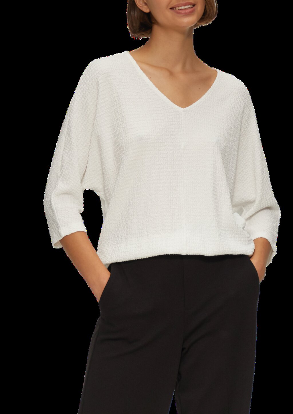 Fein Strukturiertes Jerseyshirt mit 3/4-Fledermausärmeln