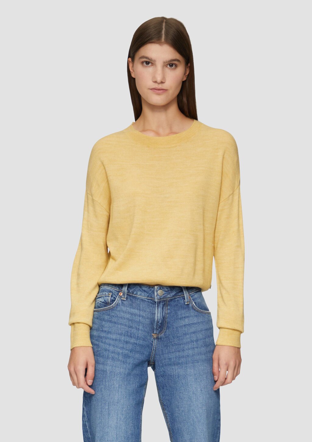 Verkürzter Strickpullover in Melange-Optik