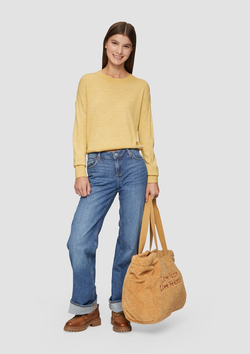 Verkürzter Strickpullover in Melange-Optik