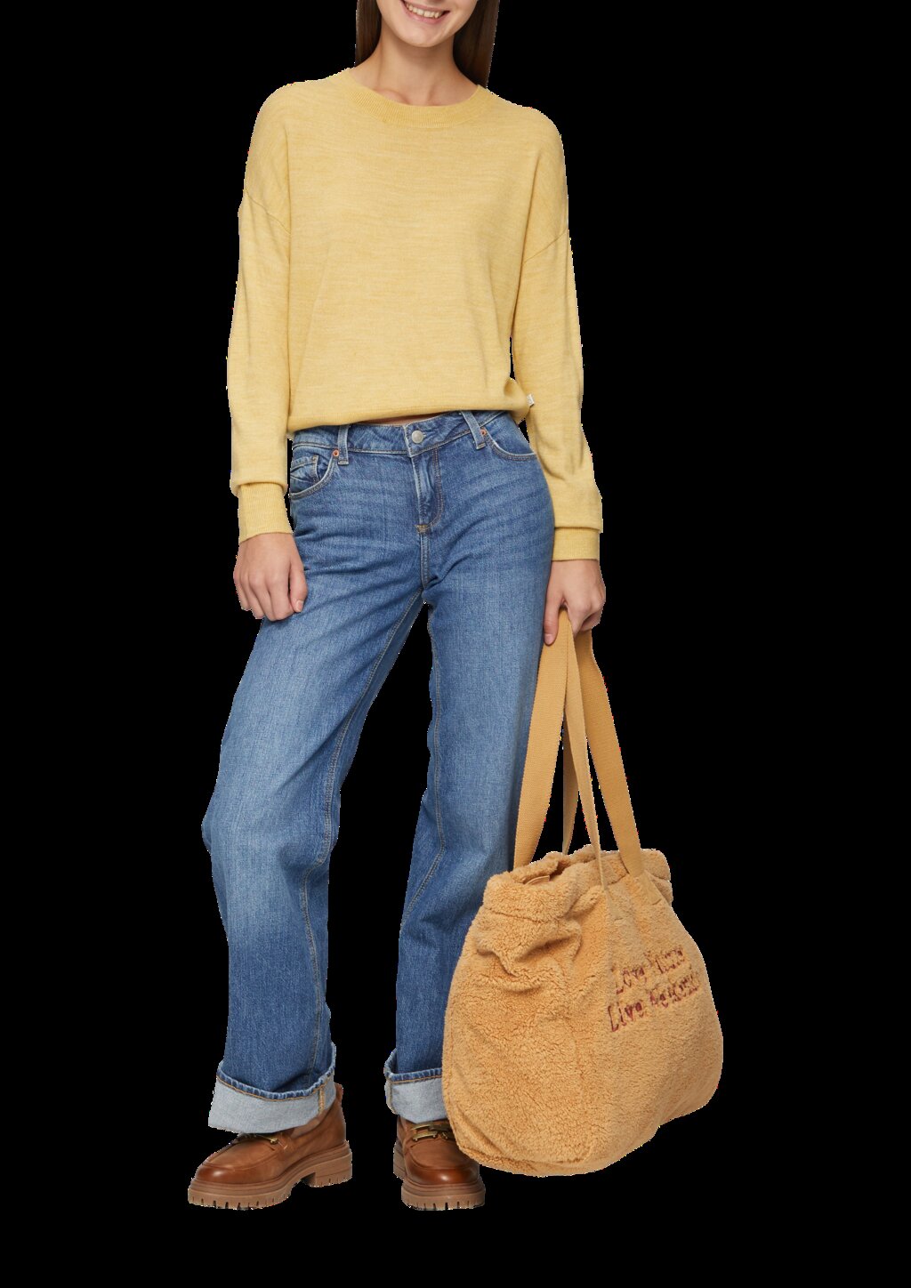 Verkürzter Strickpullover in Melange-Optik