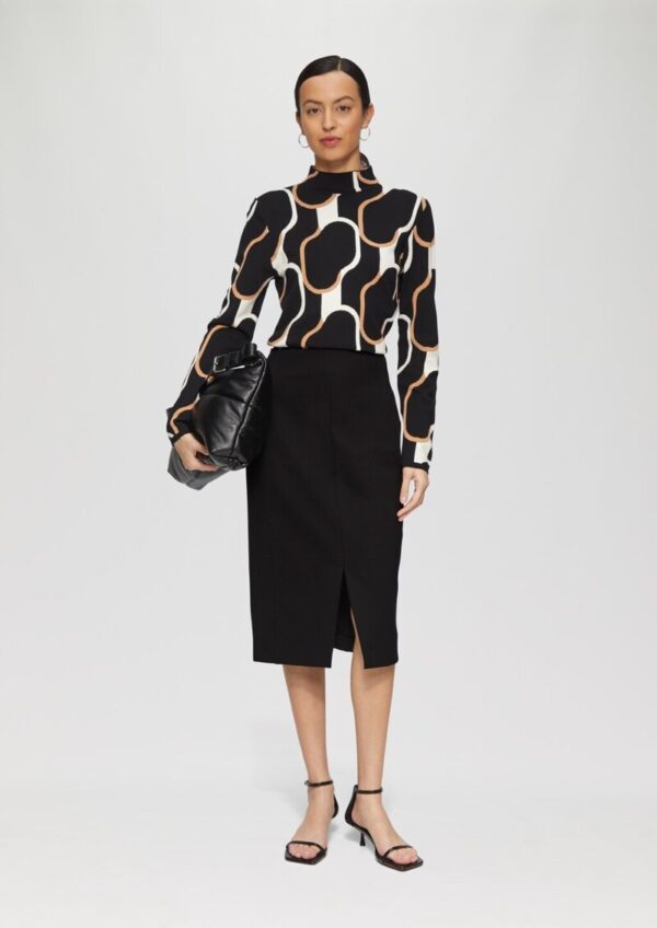 Vorne geschlitzter Bleistiftrock aus Interlock