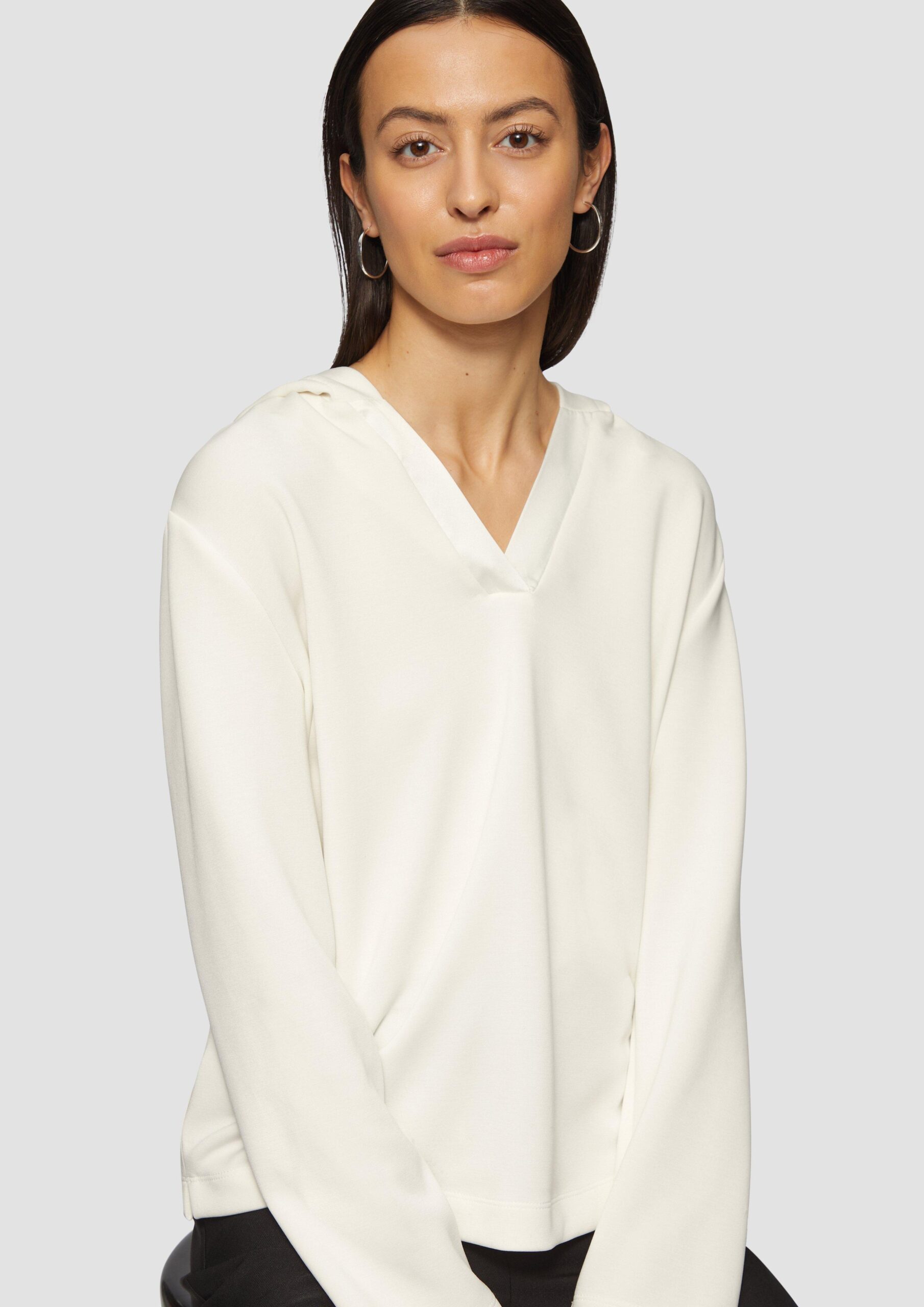 Kapuzenshirt aus Sweat mit Satin-Details