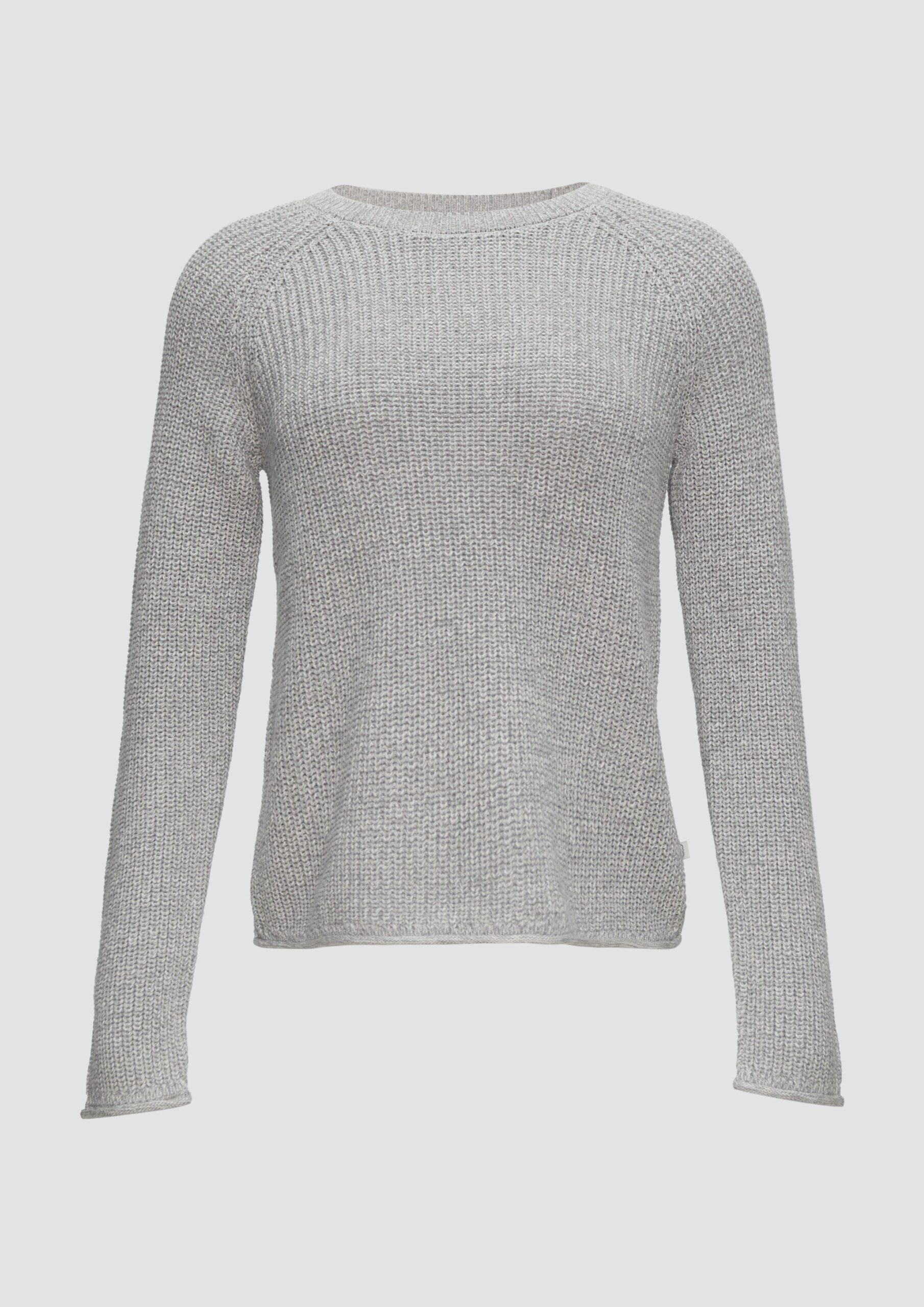 Melierter Strickpullover mit Raglanärmeln