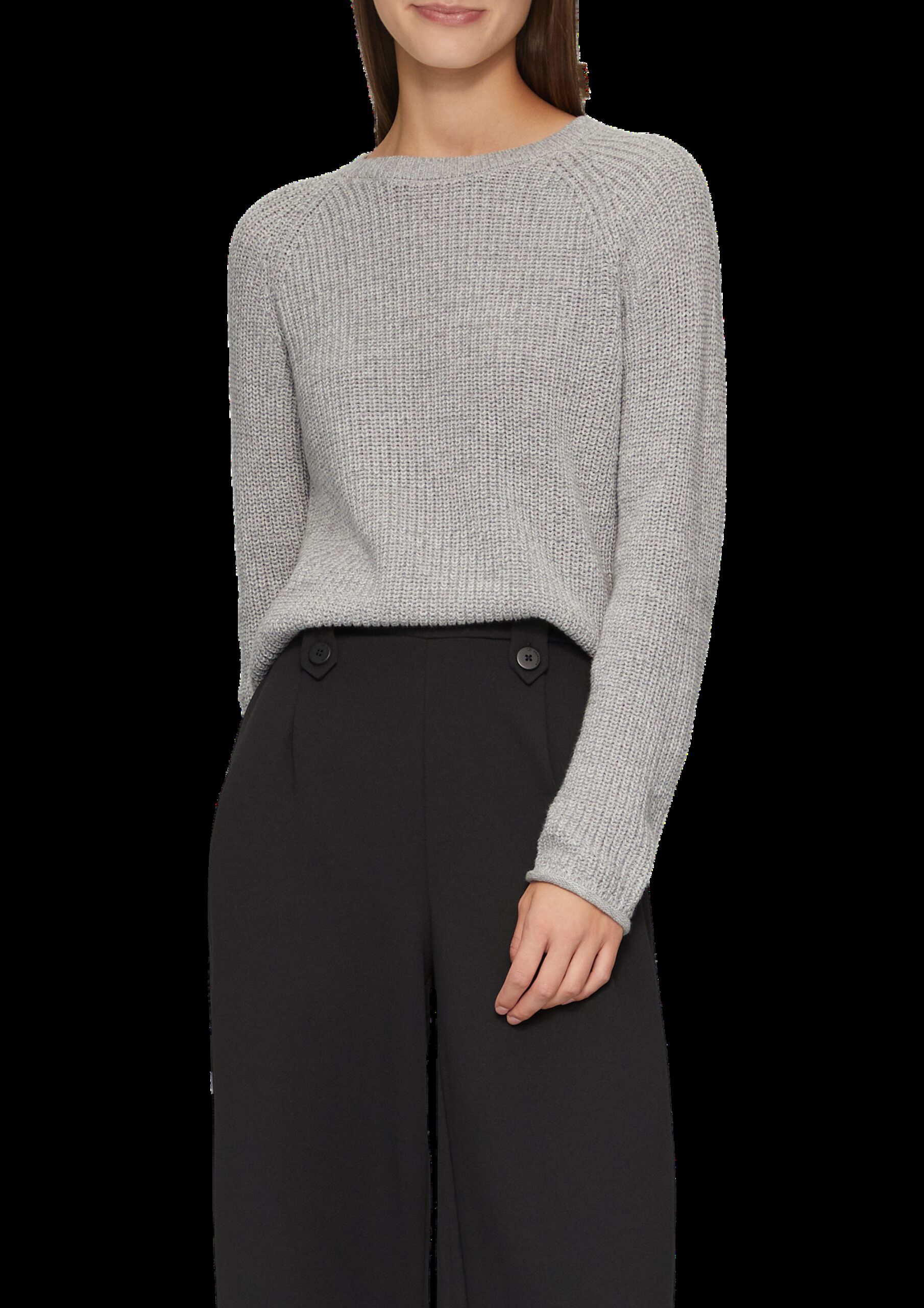 Melierter Strickpullover mit Raglanärmeln