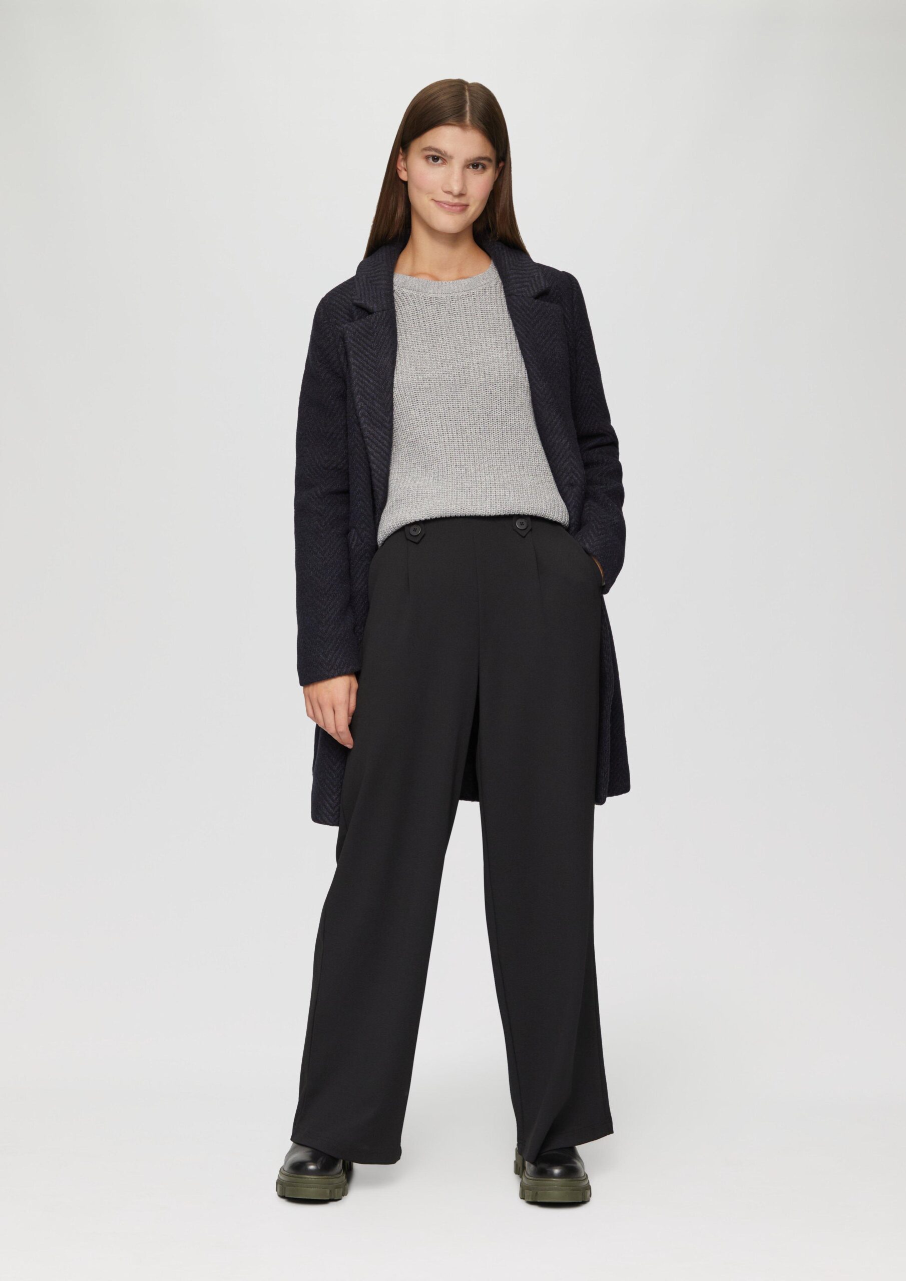 Melierter Strickpullover mit Raglanärmeln