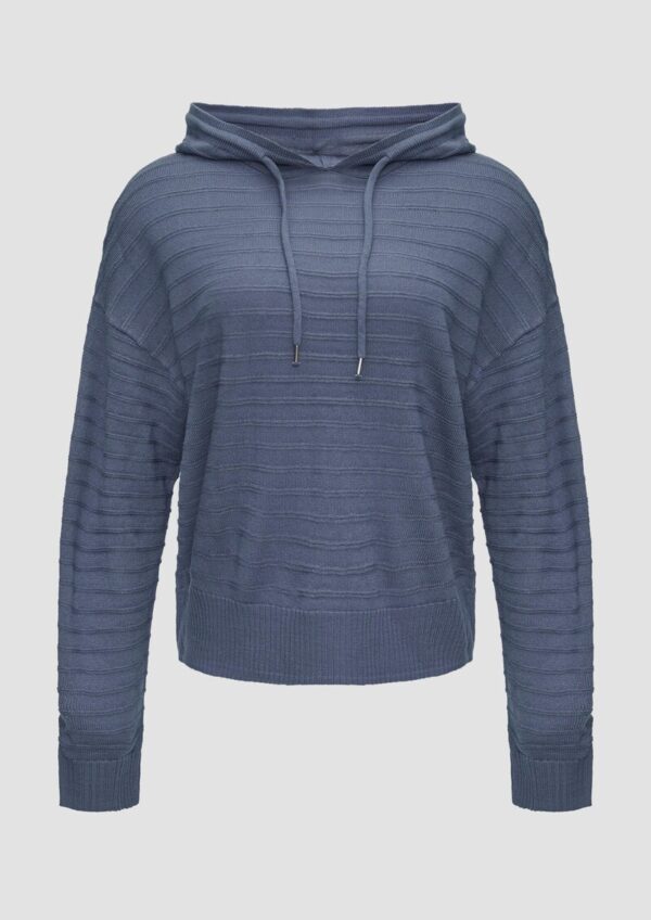 Strickpullover mit Kapuze und Streifenstruktur