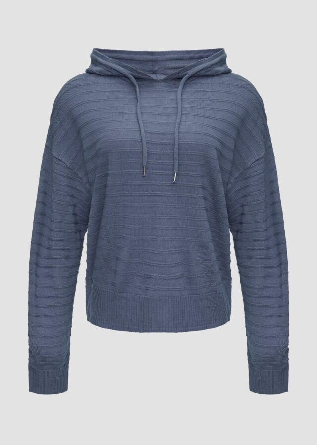 Strickpullover mit Kapuze und Streifenstruktur