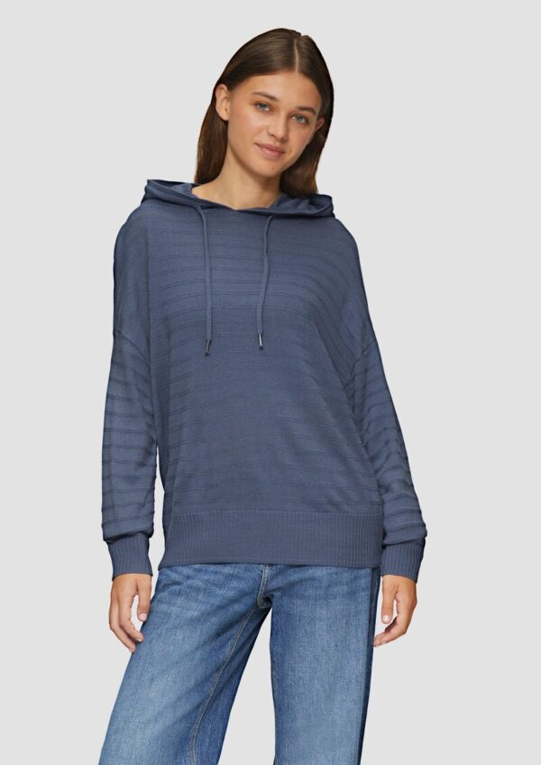 Strickpullover mit Kapuze und Streifenstruktur