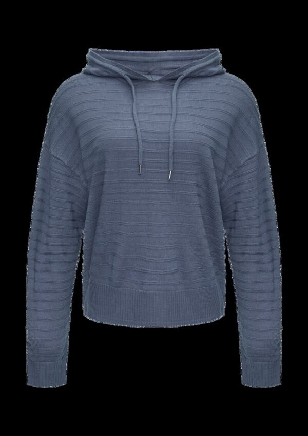 Strickpullover mit Kapuze und Streifenstruktur