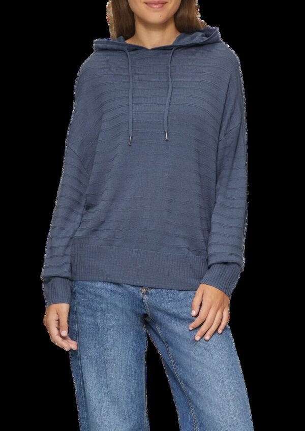 Strickpullover mit Kapuze und Streifenstruktur