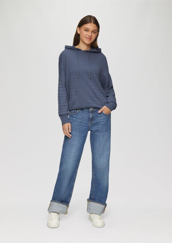 Strickpullover mit Kapuze und Streifenstruktur