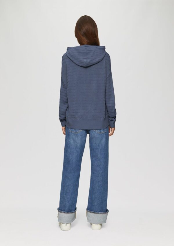 Strickpullover mit Kapuze und Streifenstruktur