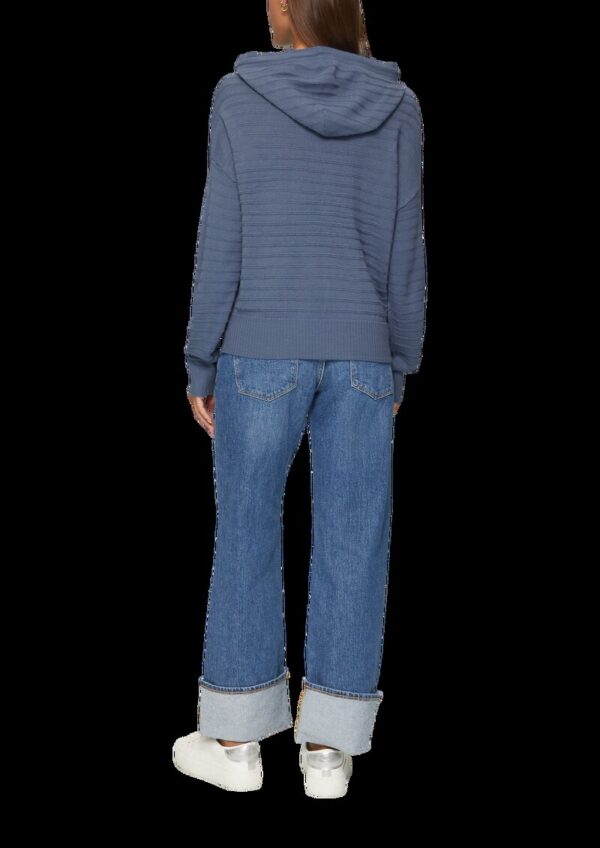 Strickpullover mit Kapuze und Streifenstruktur