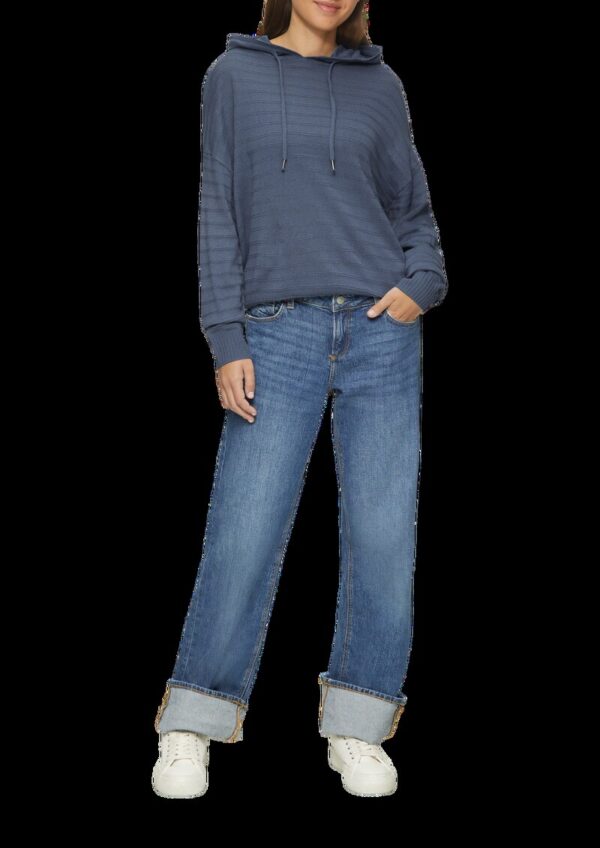 Strickpullover mit Kapuze und Streifenstruktur