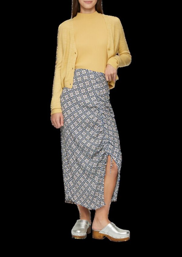 Gemusterter Midirock mit verstellbarer Raffung