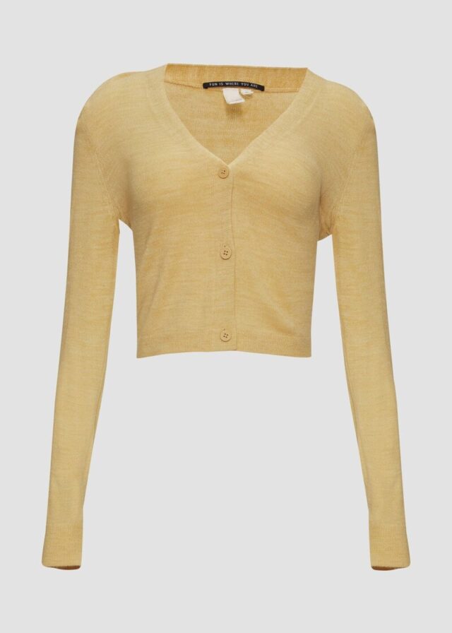 Verkürzte Strickjacke in melierter Optik