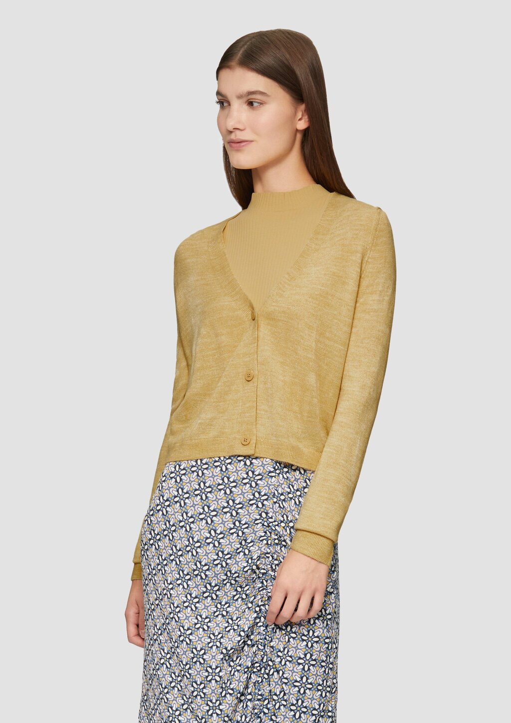 Verkürzte Strickjacke in melierter Optik