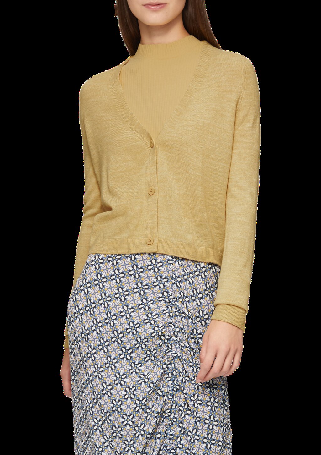 Verkürzte Strickjacke in melierter Optik