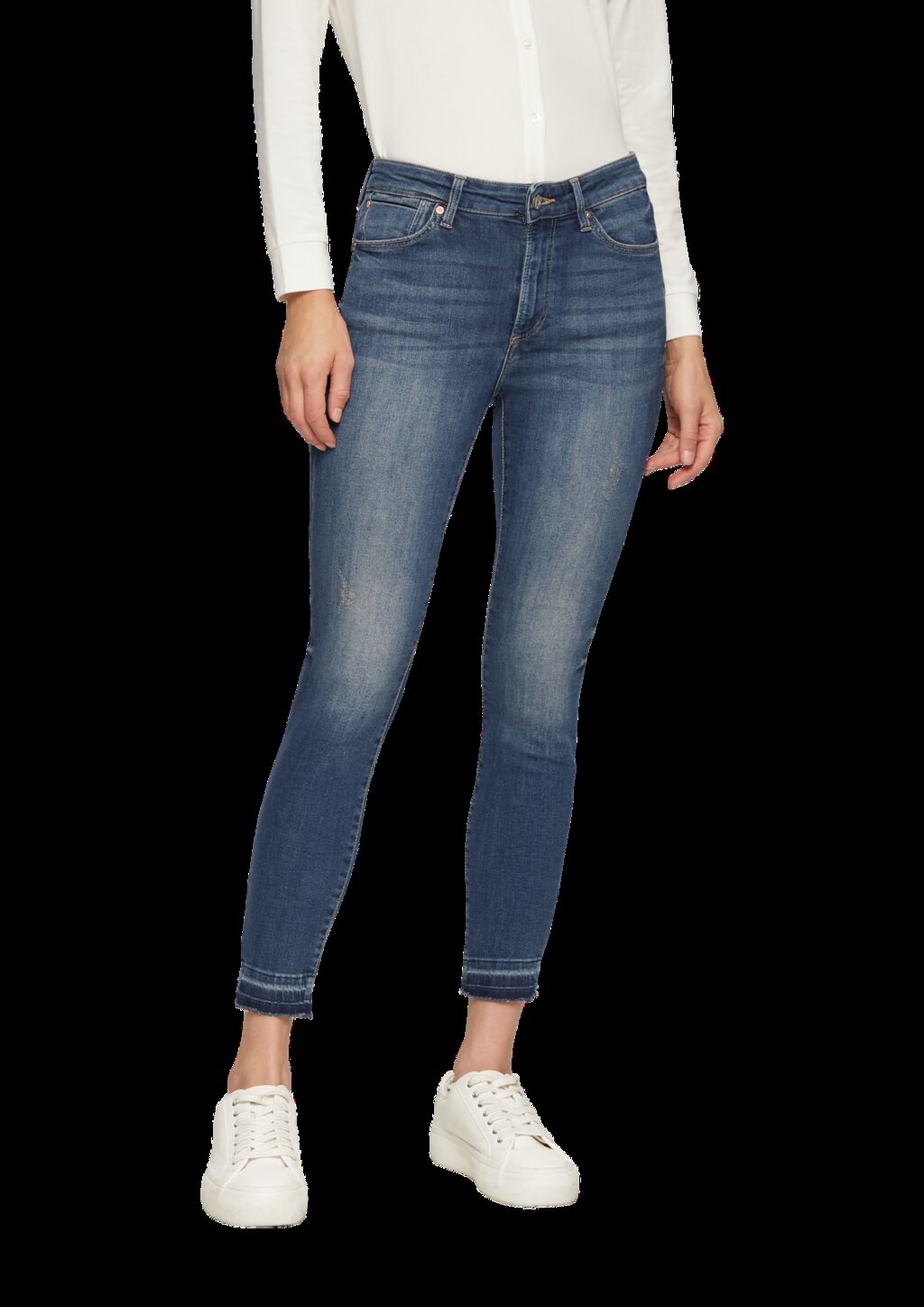 Cropped Jeans Izabell / Skinny Fit / Mid Rise / Skinny Leg / mit offenem Saum
