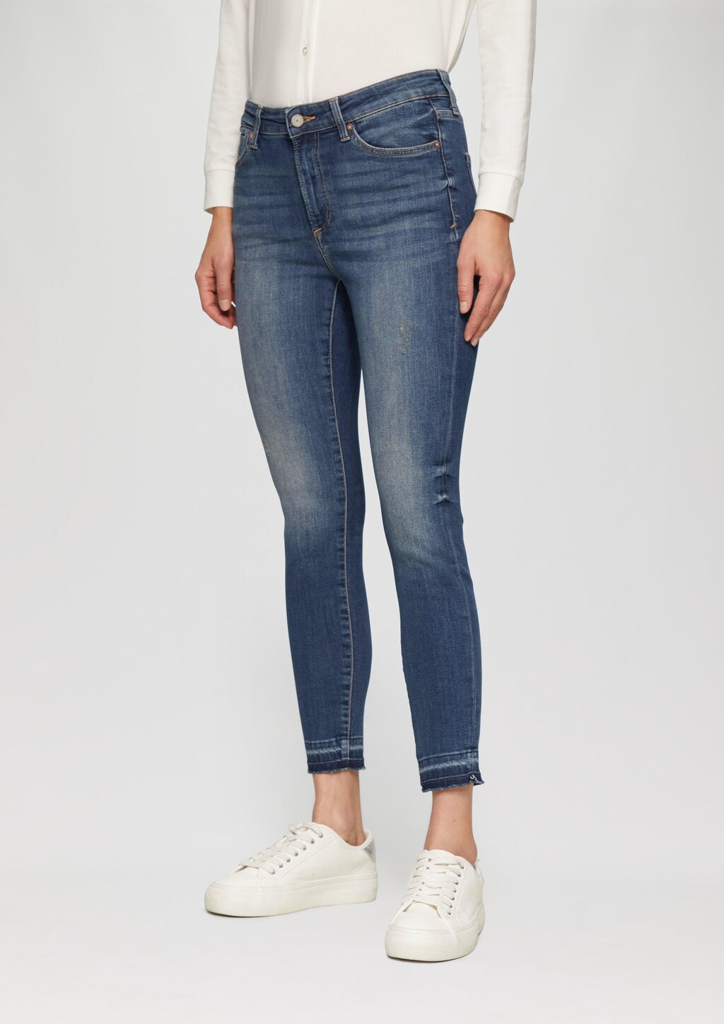 Cropped Jeans Izabell / Skinny Fit / Mid Rise / Skinny Leg / mit offenem Saum
