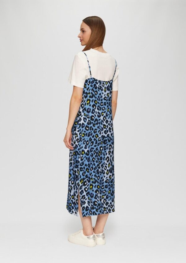 Spaghettiträger-Kleid aus Satin mit Leo-Muster