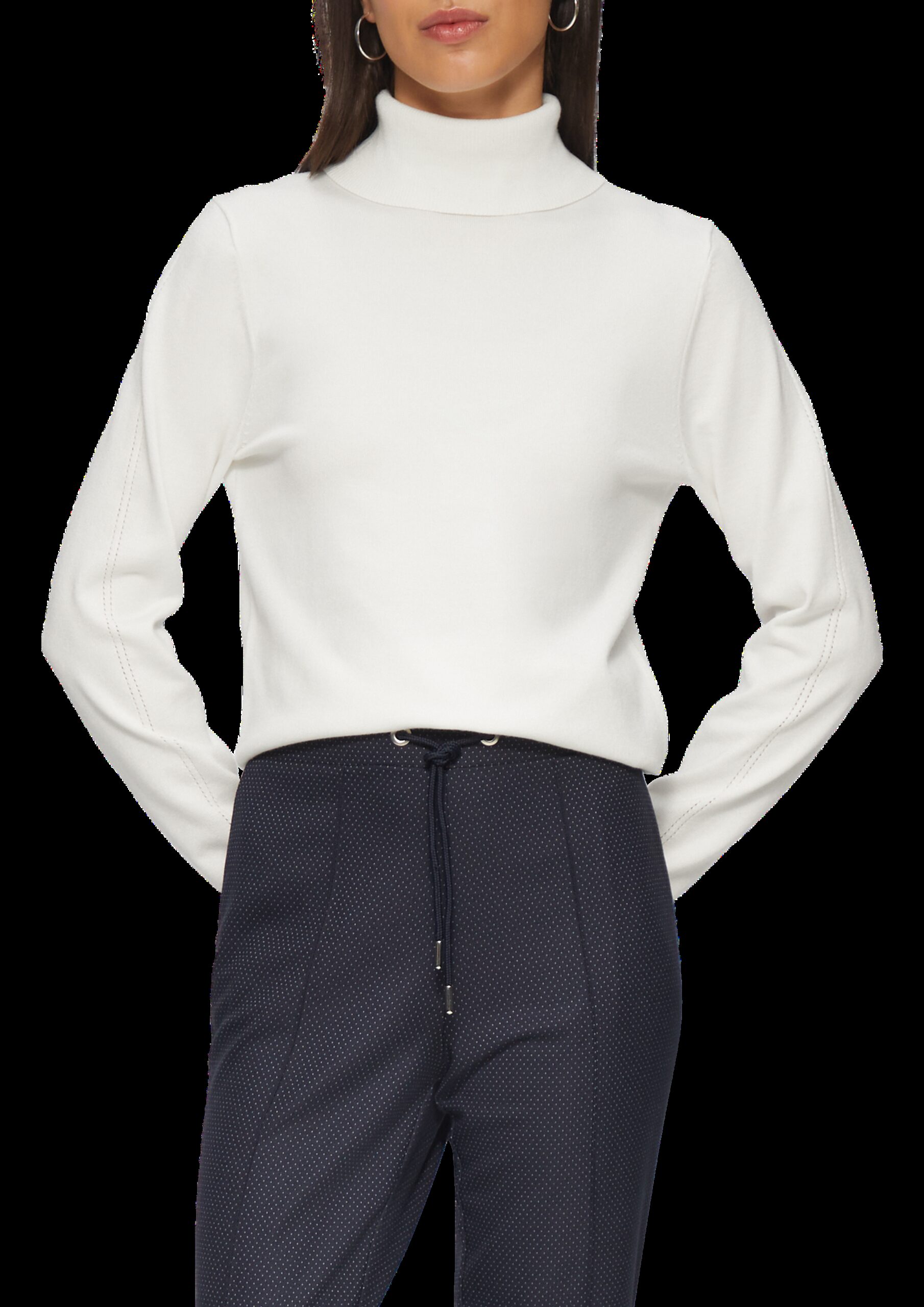 Feiner Rollkragenpullover mit Ajour-Details