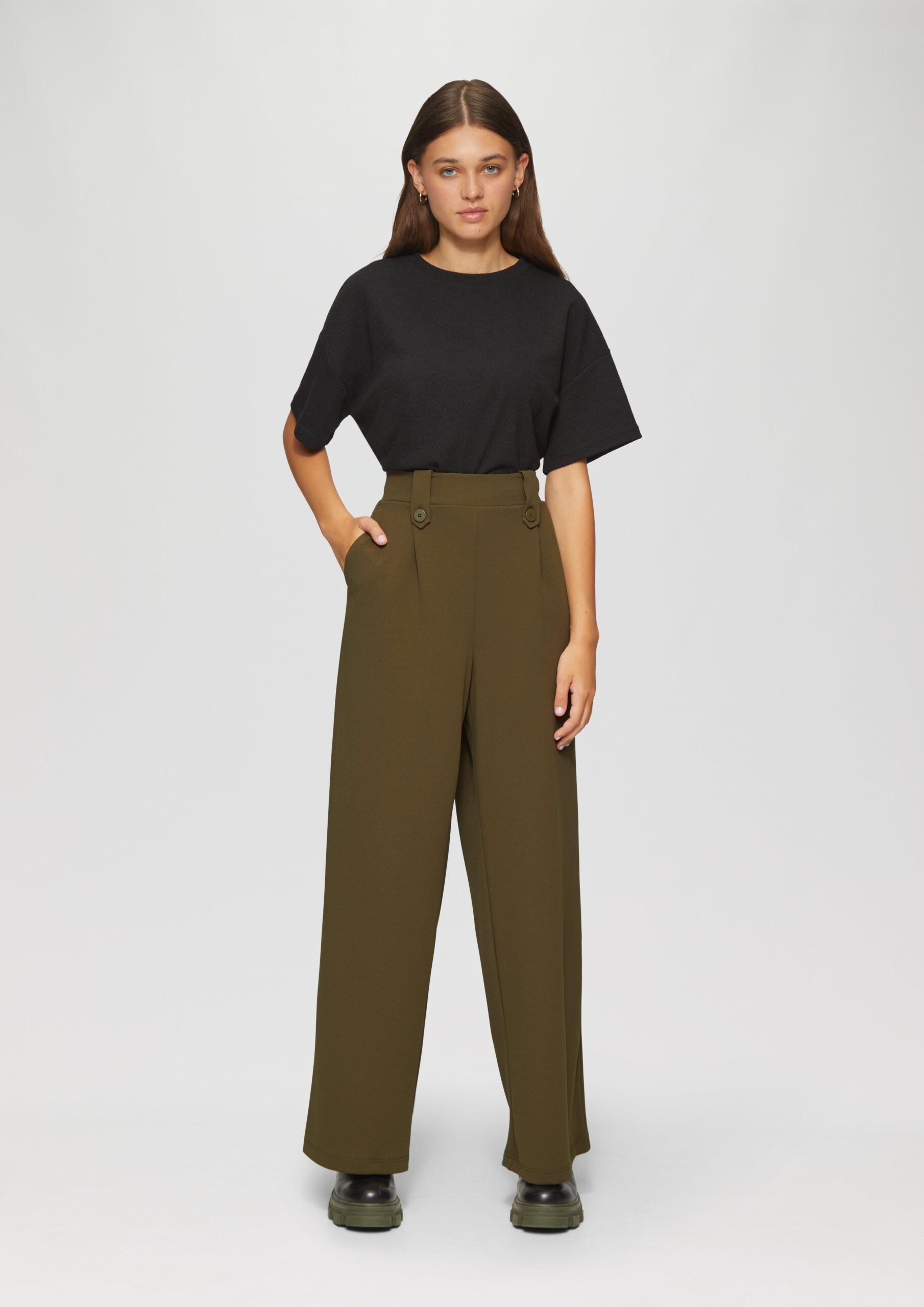 Crêpe-Hose im Relaxed Fit mit Wide Leg