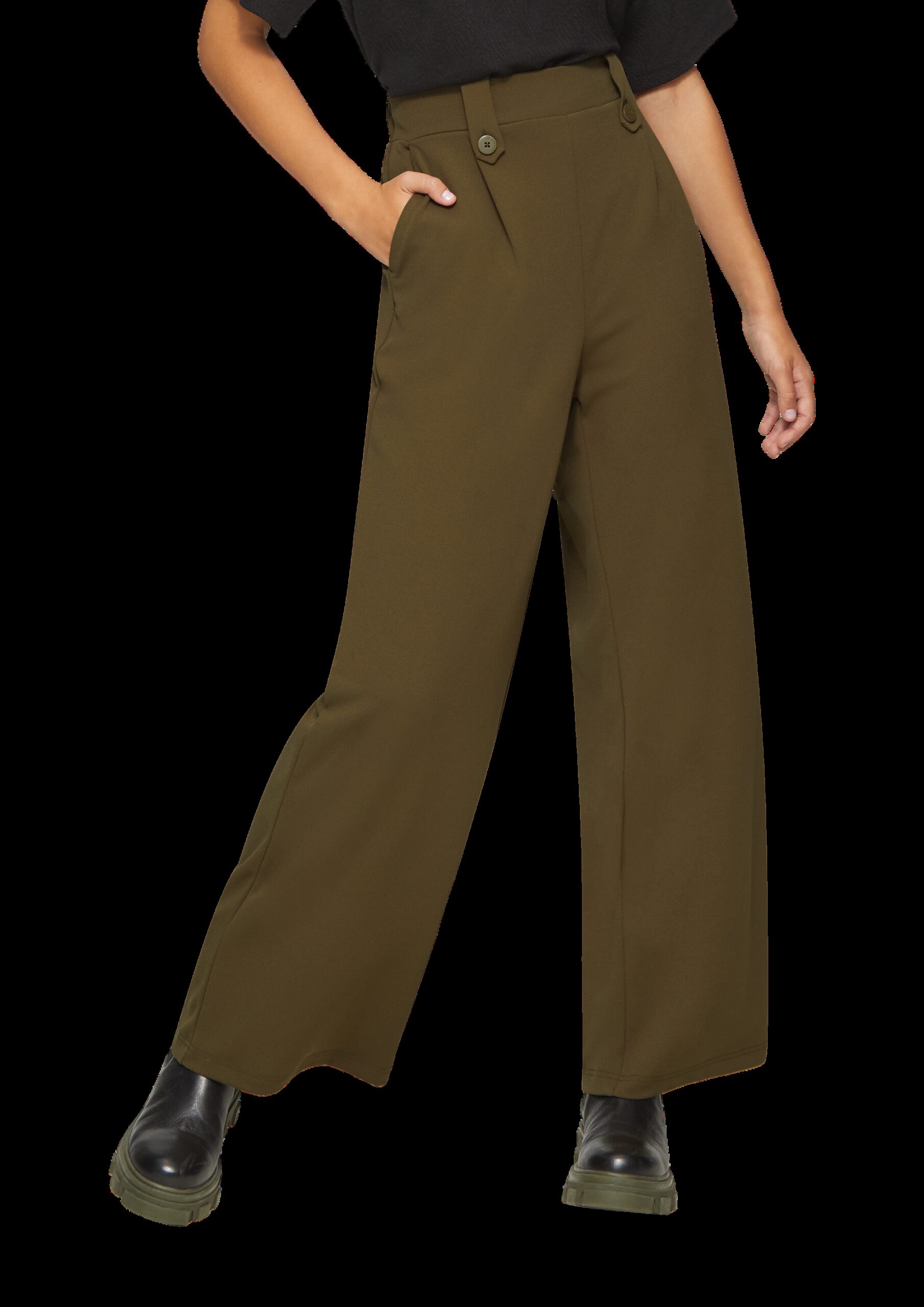 Crêpe-Hose im Relaxed Fit mit Wide Leg