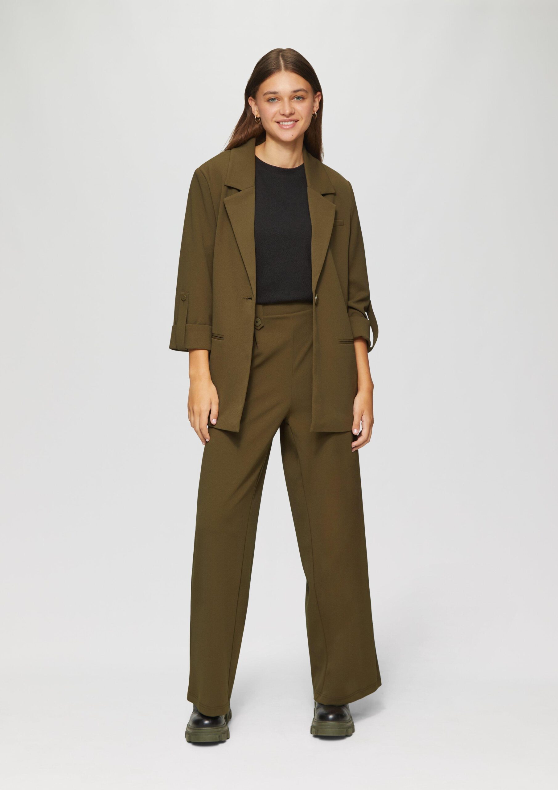 Crêpe-Hose im Relaxed Fit mit Wide Leg