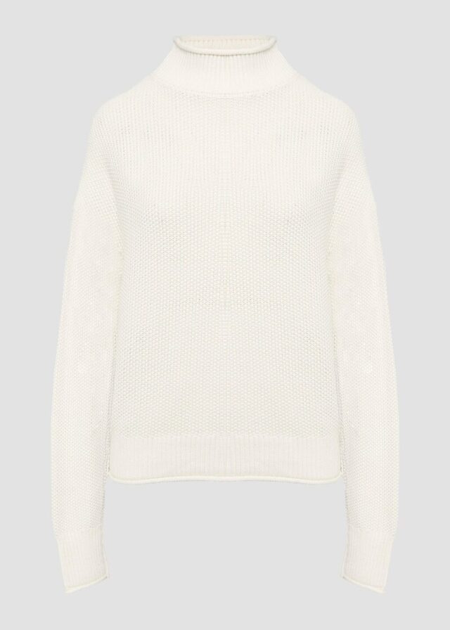 Loose Fit Strickpullover mit Stehkragen aus Baumwollmix