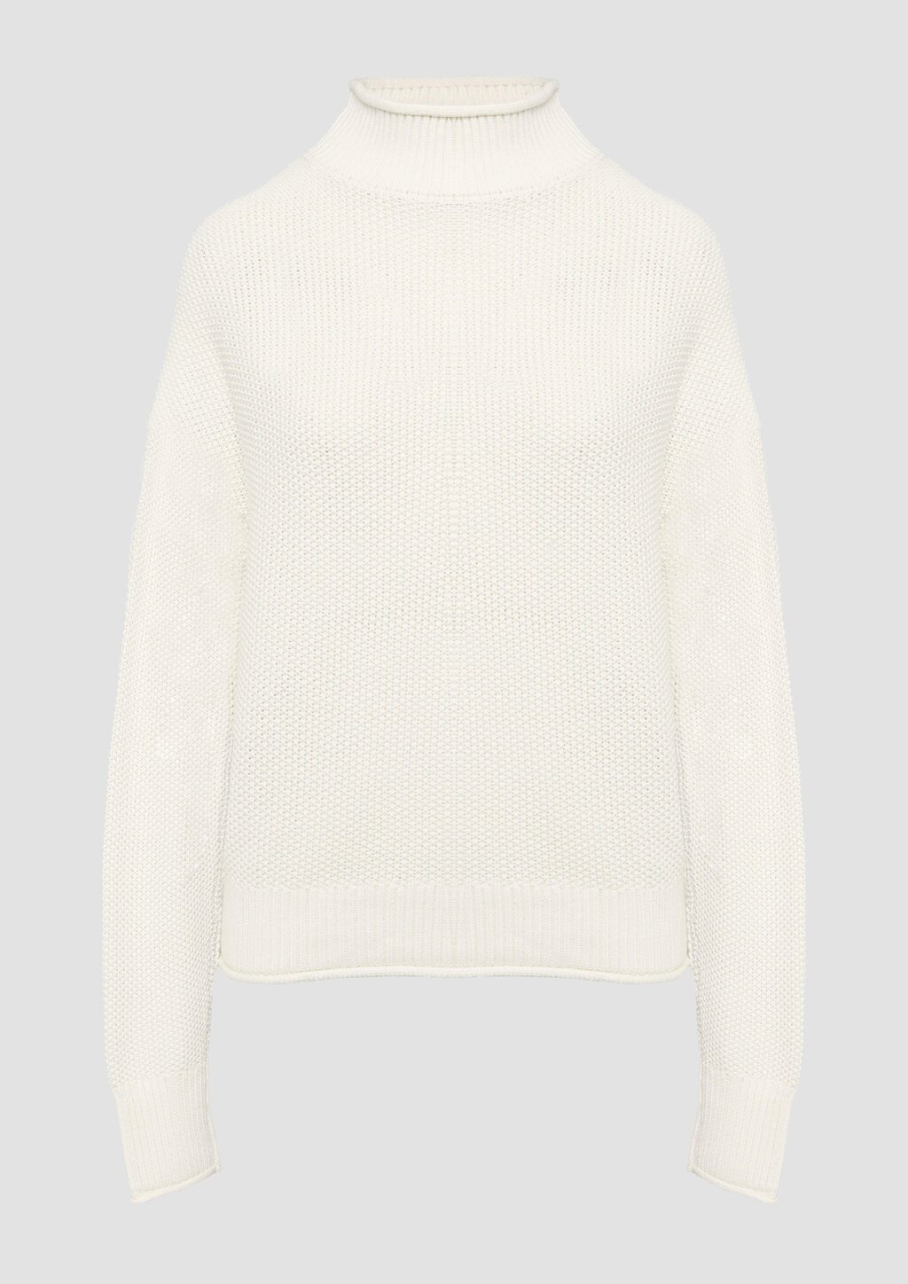 Loose Fit Strickpullover mit Stehkragen aus Baumwollmix