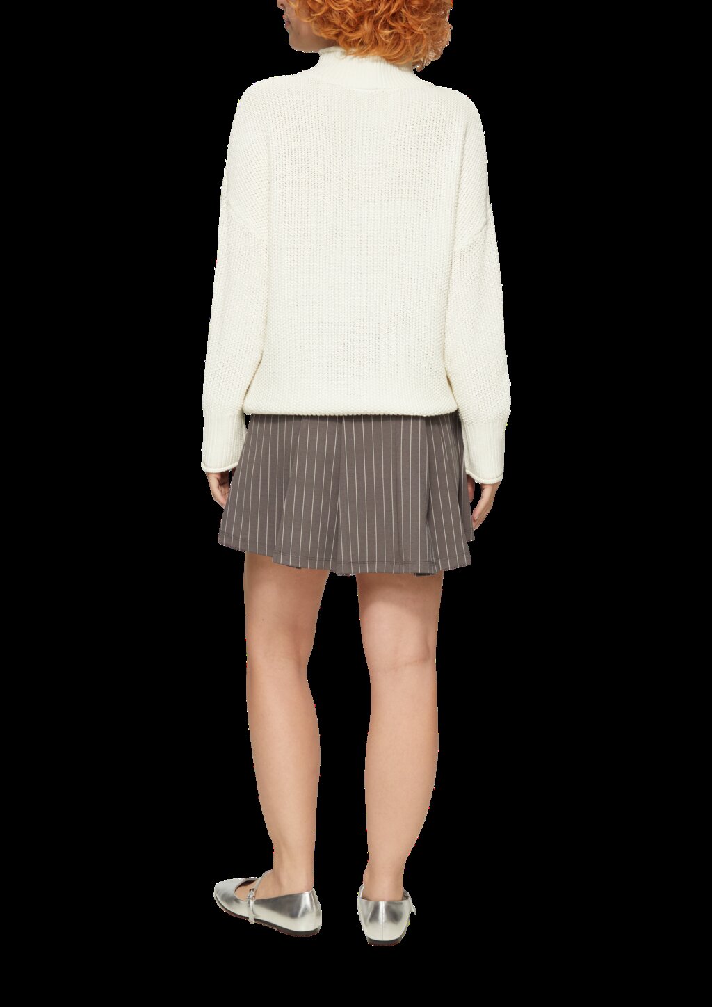 Loose Fit Strickpullover mit Stehkragen aus Baumwollmix