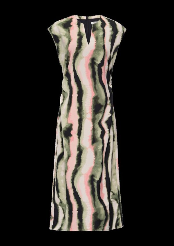 Midi-Satinkleid mit V-Ausschnitt und seitlicher Raffung