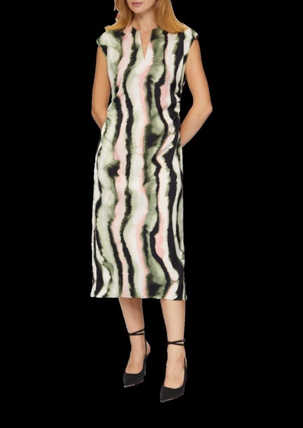 Midi-Satinkleid mit V-Ausschnitt und seitlicher Raffung