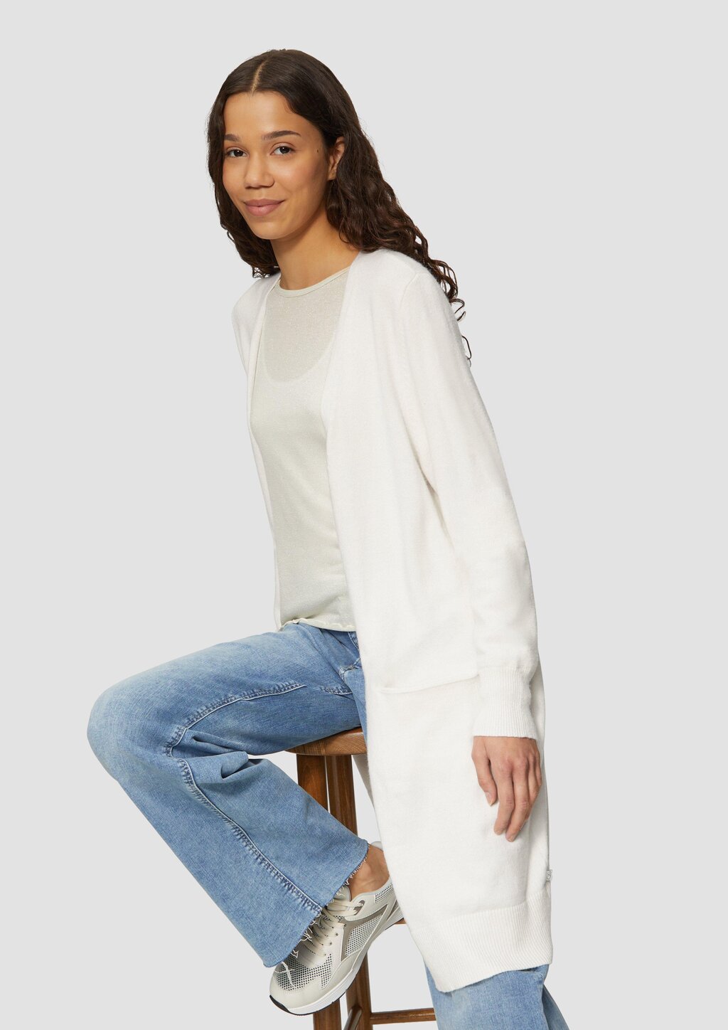 Lange Strickjacke aus Viskosemix