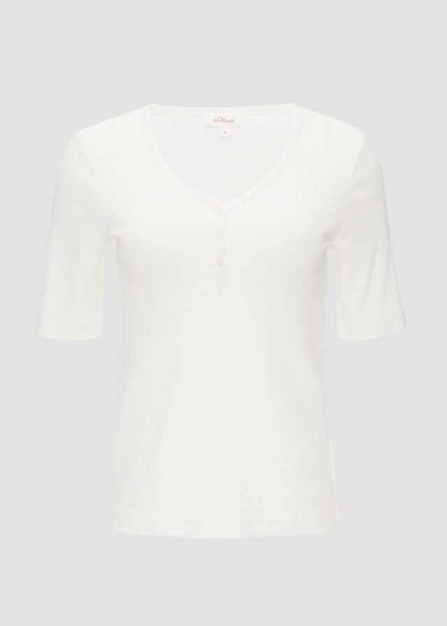 Rippshirt mit Henley-Ausschnitt