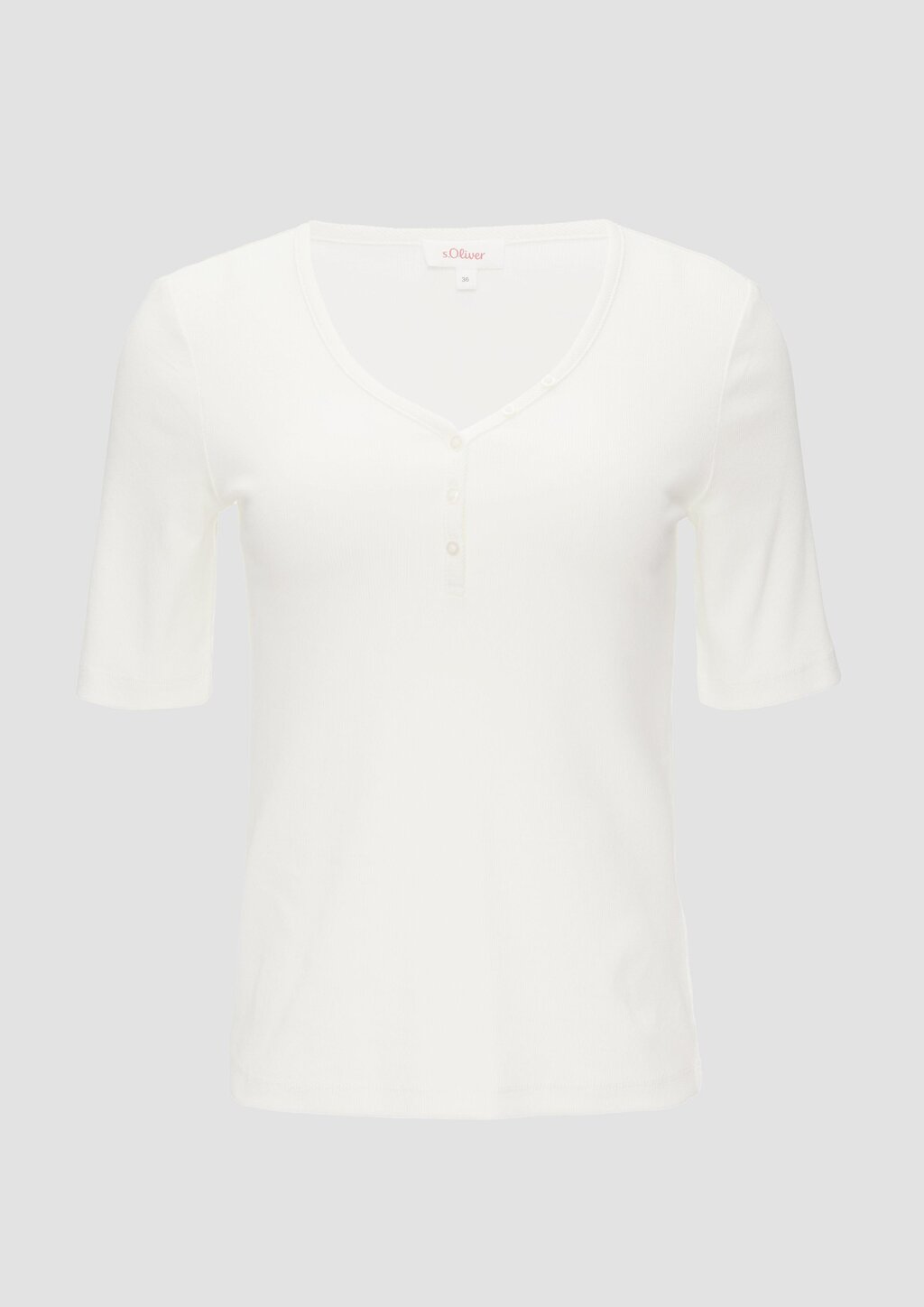 Rippshirt mit Henley-Ausschnitt