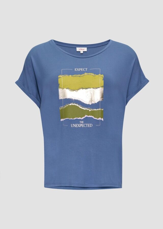 T-Shirt aus Viskosestretch mit Frontprint