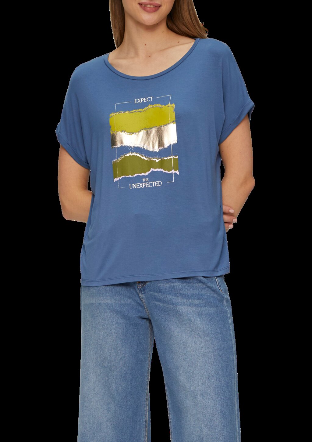 T-Shirt aus Viskosestretch mit Frontprint