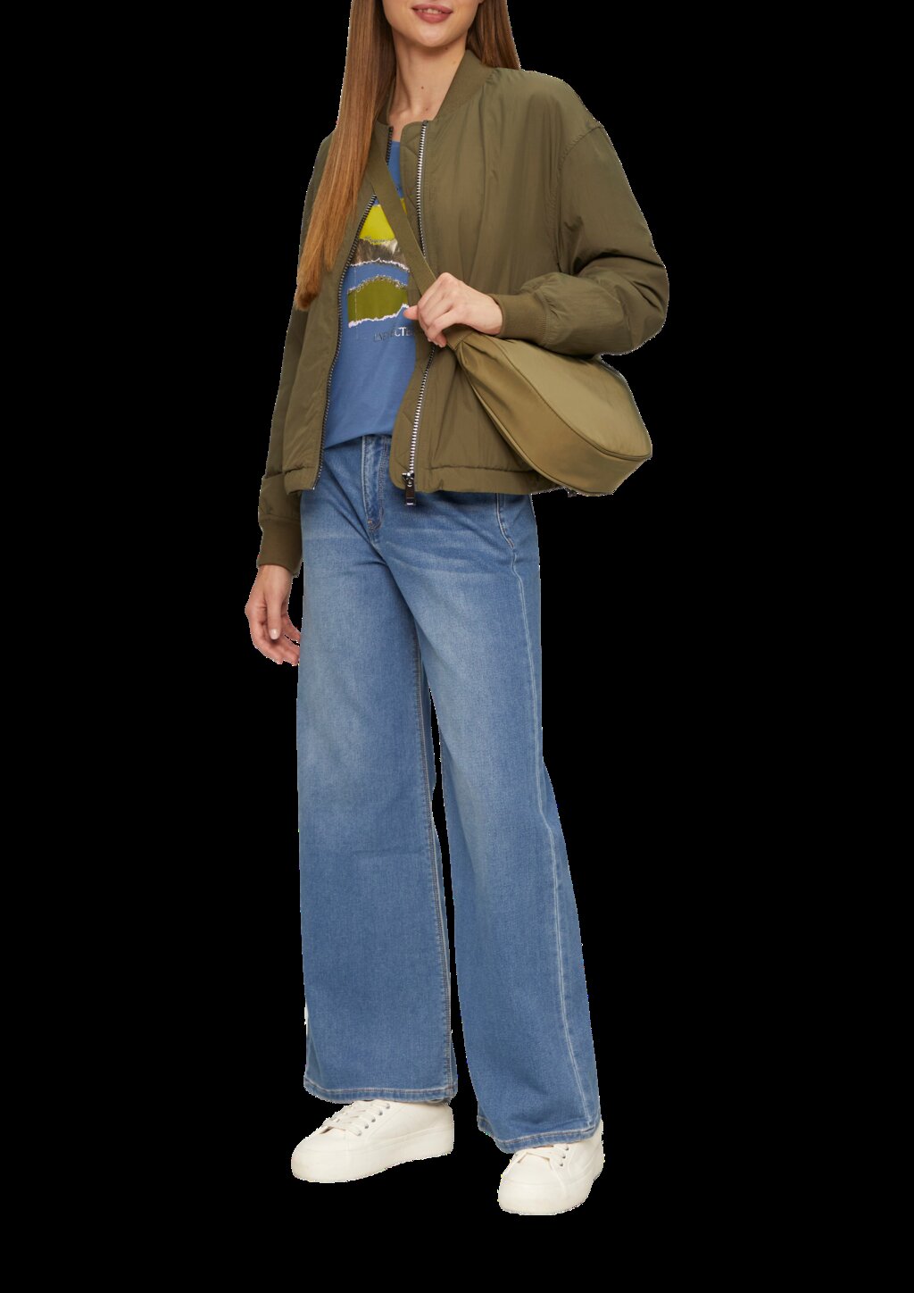 T-Shirt aus Viskosestretch mit Frontprint