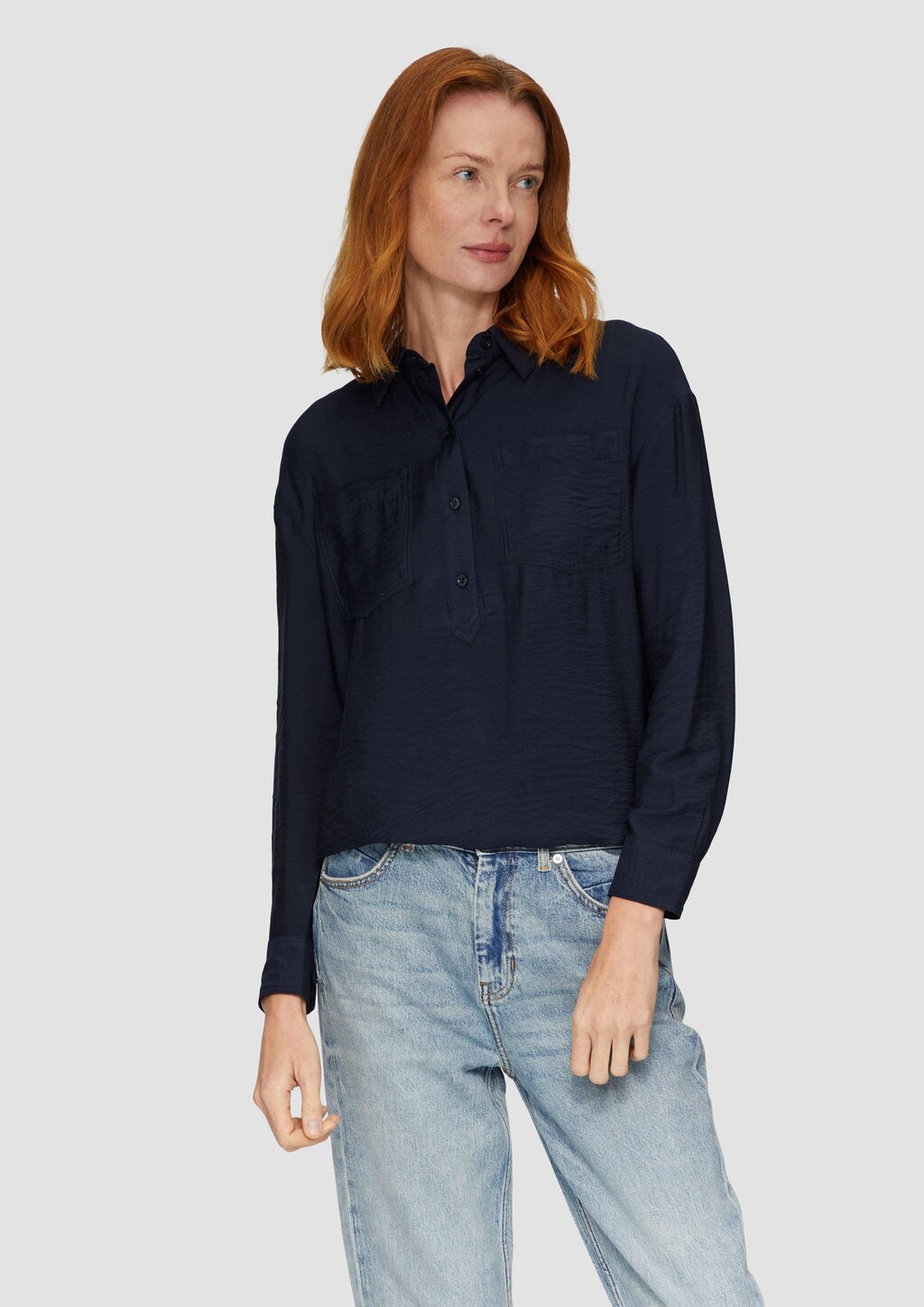 Hemdkragenbluse aus Viskosemix