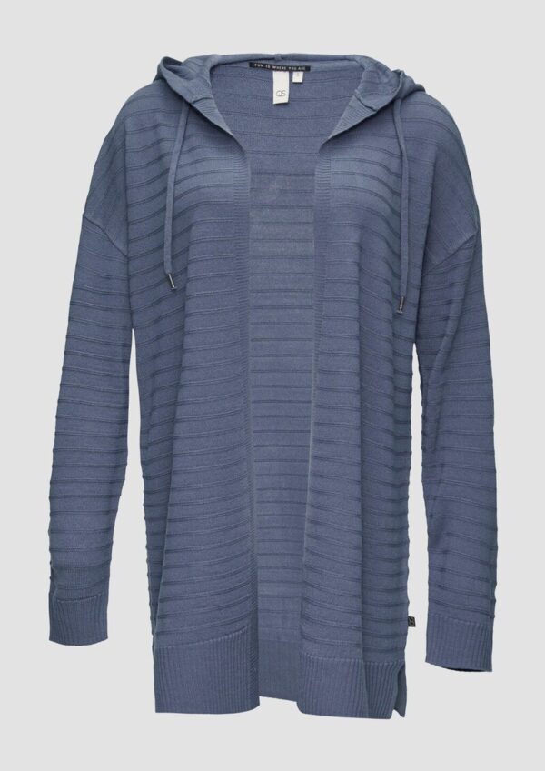 Strickjacke mit Kapuze und Streifenstruktur