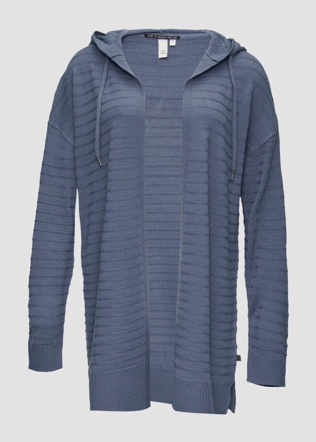 Strickjacke mit Kapuze und Streifenstruktur