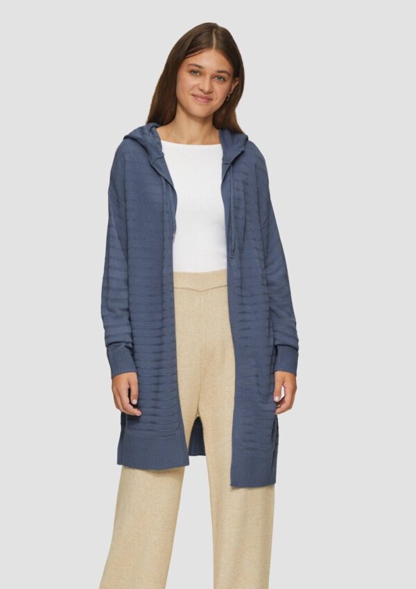 Strickjacke mit Kapuze und Streifenstruktur