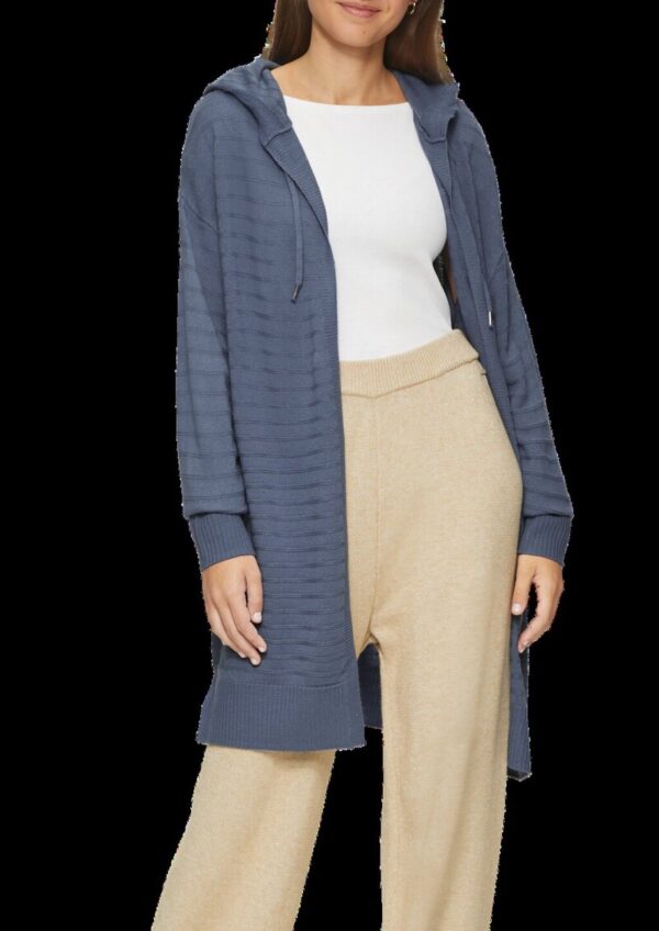 Strickjacke mit Kapuze und Streifenstruktur