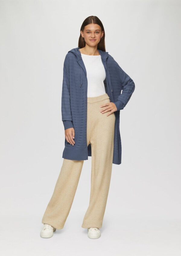 Strickjacke mit Kapuze und Streifenstruktur