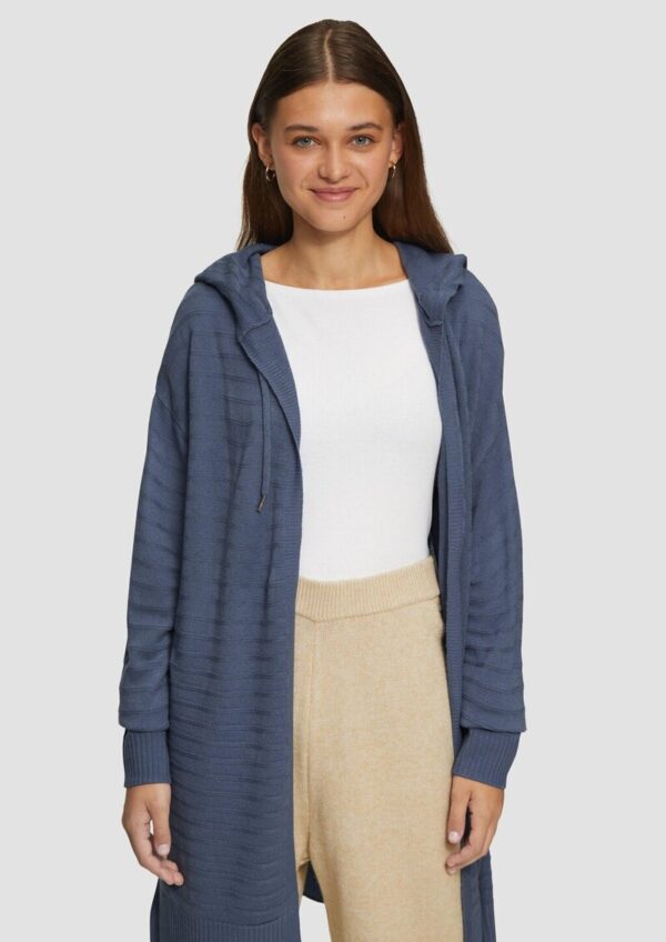 Strickjacke mit Kapuze und Streifenstruktur