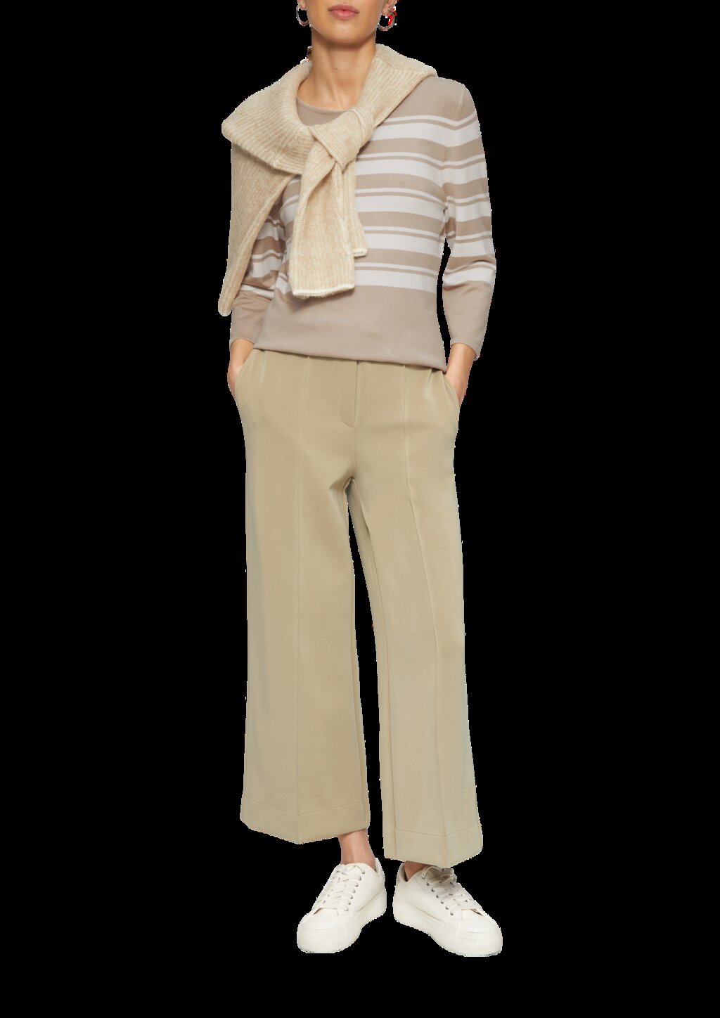 Gestreifter Strickpullover aus Viskosemix